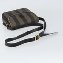 FENDI Pecan Canvas Shoulder Bag PVC Black Brown gold Auth bs32065-7