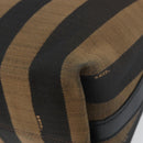 FENDI Pecan Canvas Shoulder Bag Black Brown gold Auth bs32066-15