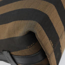 FENDI Pecan Canvas Shoulder Bag Black Brown gold Auth bs32066-16