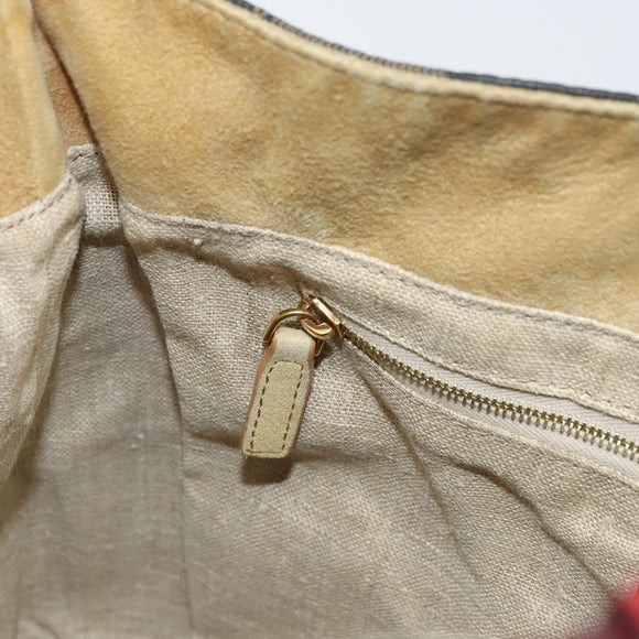 FENDI Pecan Canvas Shoulder Bag Black Brown gold Auth bs32066