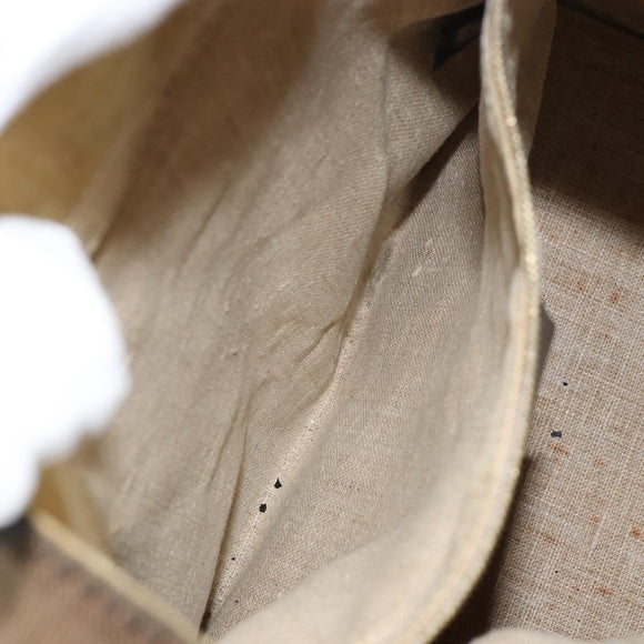 FENDI Pecan Canvas Shoulder Bag Black Brown gold Auth bs32066