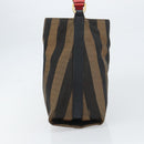 FENDI Pecan Canvas Shoulder Bag Black Brown gold Auth bs32066-3
