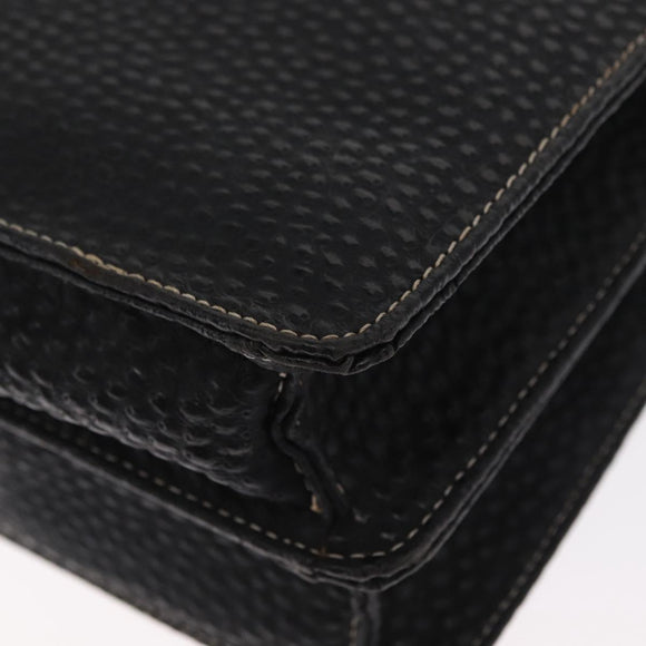 VALENTINO Shoulder Bag Leather Black Gold Auth bs32067