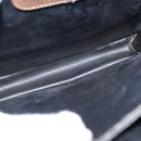 VALENTINO Shoulder Bag Leather Black Gold Auth bs32067-11