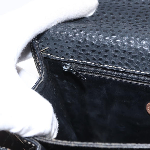 VALENTINO Shoulder Bag Leather Black Gold Auth bs32067