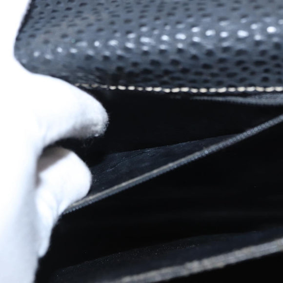 VALENTINO Shoulder Bag Leather Black Gold Auth bs32067