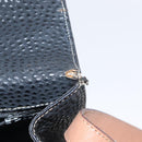 VALENTINO Shoulder Bag Leather Black Gold Auth bs32067-12