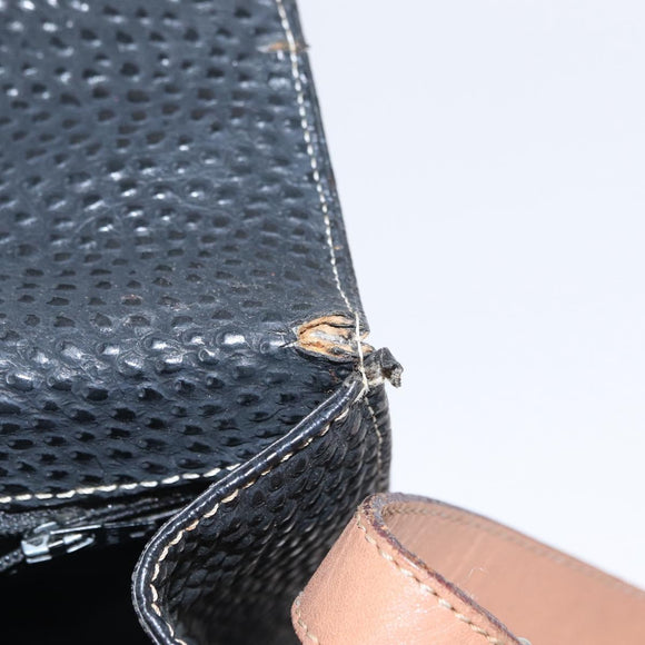 VALENTINO Shoulder Bag Leather Black Gold Auth bs32067