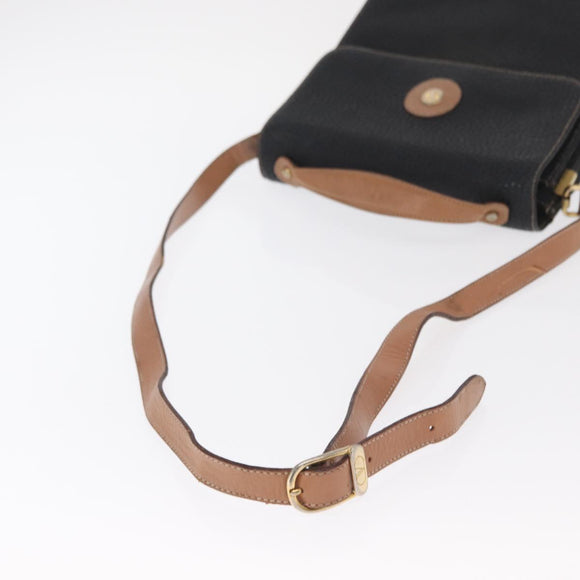 VALENTINO Shoulder Bag Leather Black Gold Auth bs32067