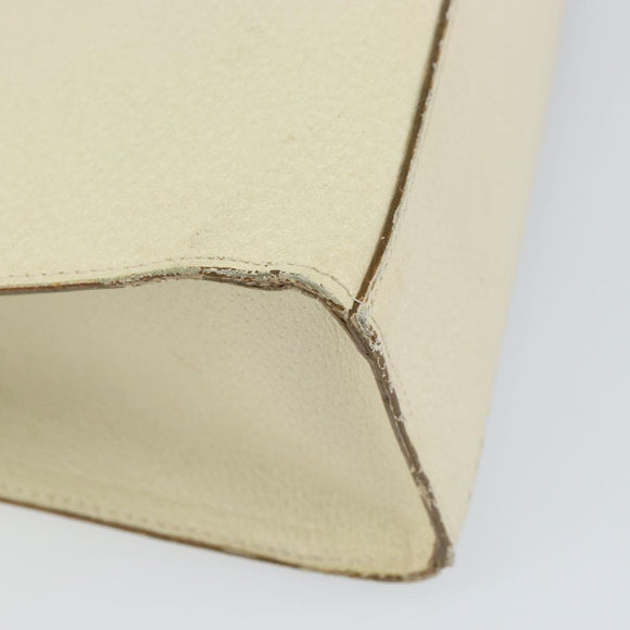 VALENTINO Hand Bag Leather Beige Gold Auth bs32068