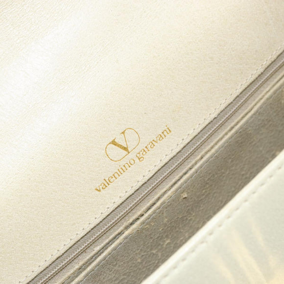 VALENTINO Hand Bag Leather Beige Gold Auth bs32068