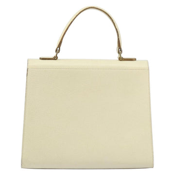 VALENTINO Hand Bag Leather Beige Gold Auth bs32068 - 0