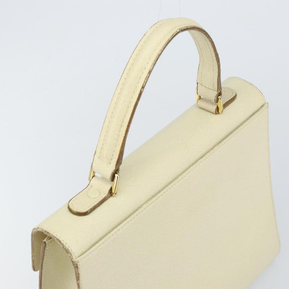VALENTINO Hand Bag Leather Beige Gold Auth bs32068