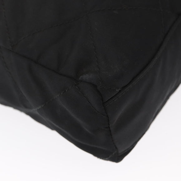 PRADA Chain Shoulder Bag Nylon Black Gold Auth bs32069