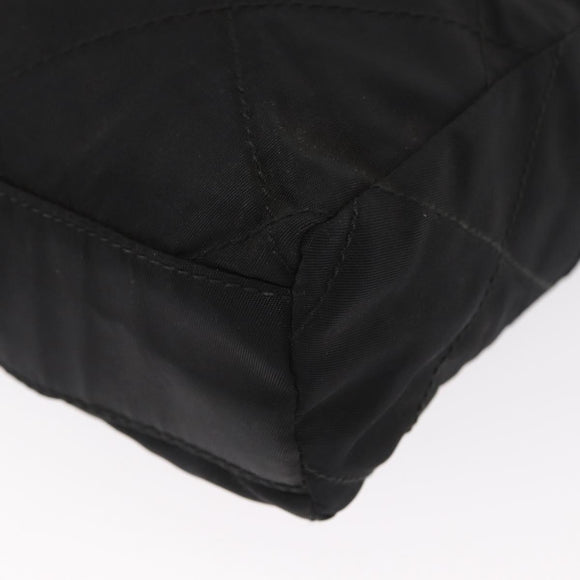 PRADA Chain Shoulder Bag Nylon Black Gold Auth bs32069