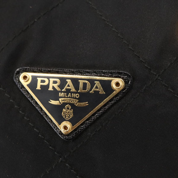 PRADA Chain Shoulder Bag Nylon Black Gold Auth bs32069