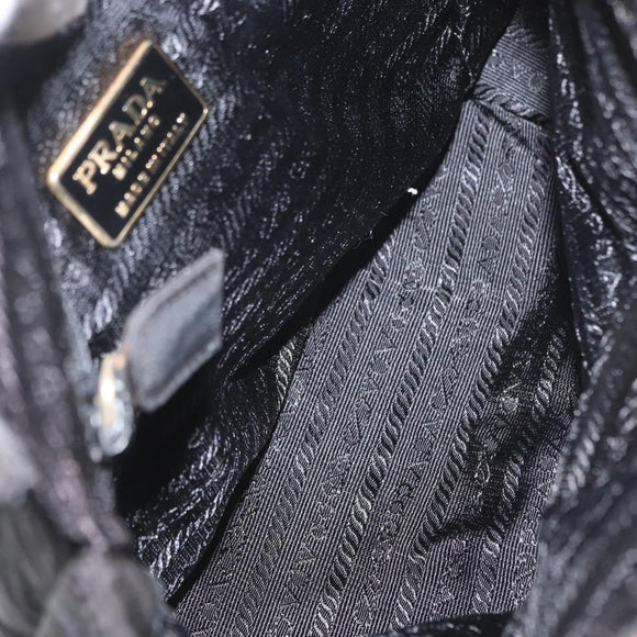 PRADA Chain Shoulder Bag Nylon Black Gold Auth bs32069