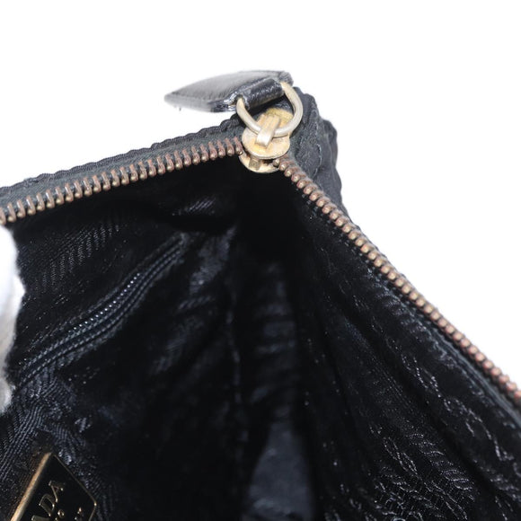 PRADA Chain Shoulder Bag Nylon Black Gold Auth bs32069