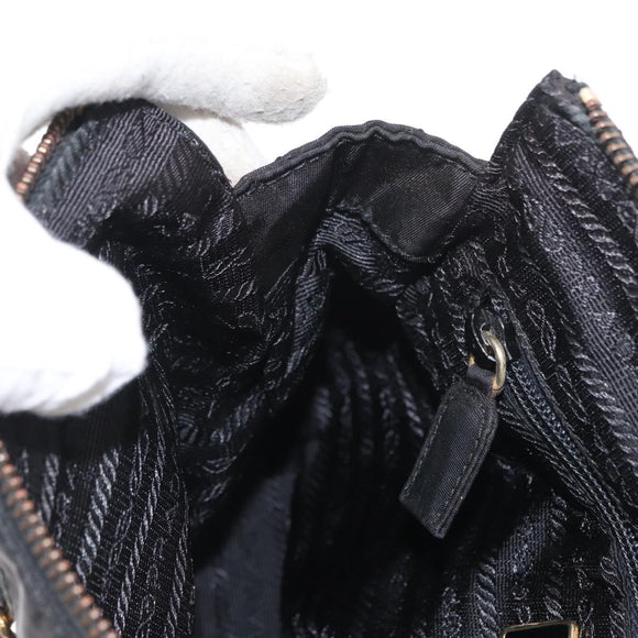 PRADA Chain Shoulder Bag Nylon Black Gold Auth bs32069