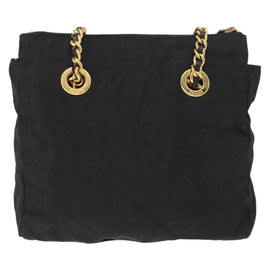 PRADA Chain Shoulder Bag Nylon Black Gold Auth bs32069 - 0