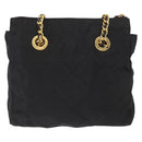 PRADA Chain Shoulder Bag Nylon Black Gold Auth bs32069-2