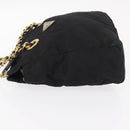 PRADA Chain Shoulder Bag Nylon Black Gold Auth bs32069-4