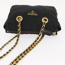 PRADA Chain Shoulder Bag Nylon Black Gold Auth bs32069-6