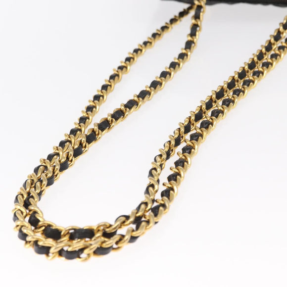 PRADA Chain Shoulder Bag Nylon Black Gold Auth bs32069