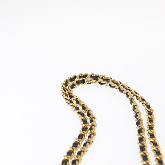 PRADA Chain Shoulder Bag Nylon Black Gold Auth bs32069
