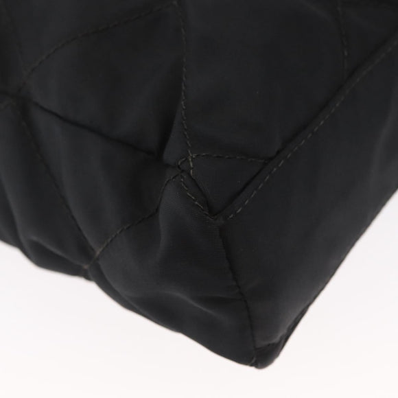 PRADA Chain Shoulder Bag Nylon Black Gold Auth bs32070