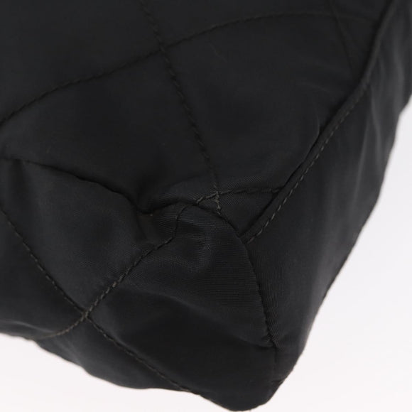 PRADA Chain Shoulder Bag Nylon Black Gold Auth bs32070