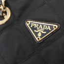 PRADA Chain Shoulder Bag Nylon Black Gold Auth bs32070-17