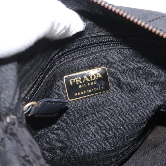 PRADA Chain Shoulder Bag Nylon Black Gold Auth bs32070