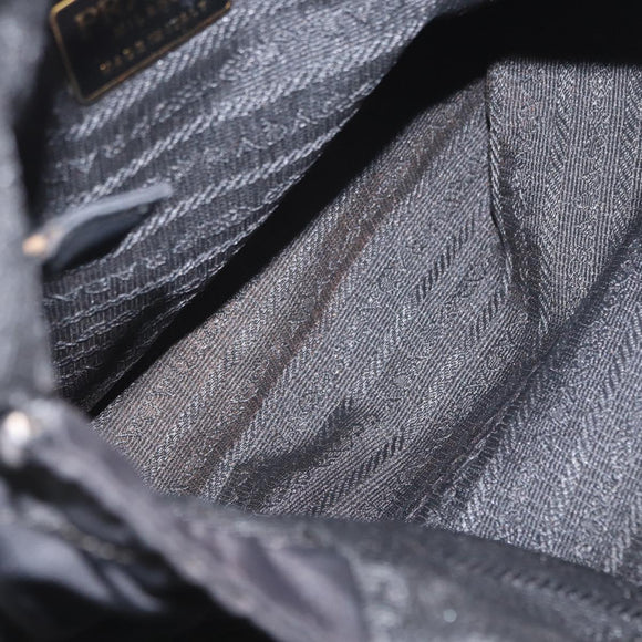 PRADA Chain Shoulder Bag Nylon Black Gold Auth bs32070