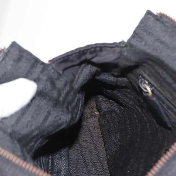 PRADA Chain Shoulder Bag Nylon Black Gold Auth bs32070