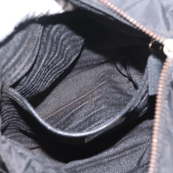 PRADA Chain Shoulder Bag Nylon Black Gold Auth bs32070