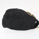 PRADA Chain Shoulder Bag Nylon Black Gold Auth bs32070-3