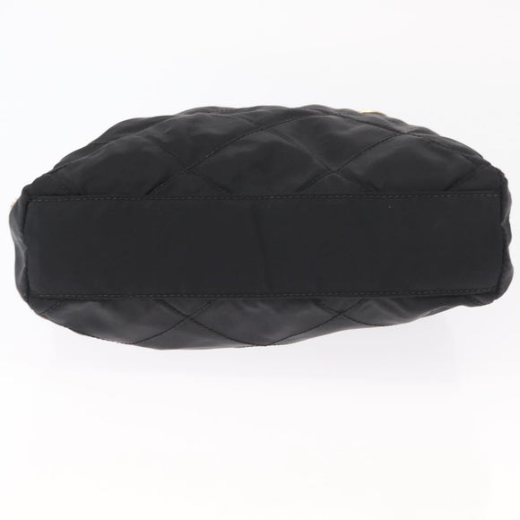 PRADA Chain Shoulder Bag Nylon Black Gold Auth bs32070