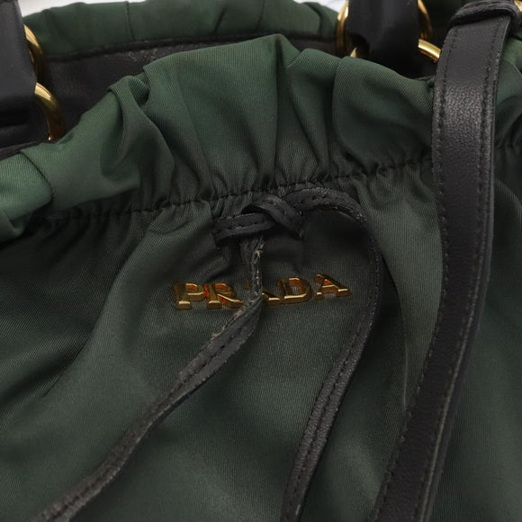 PRADA Tote Bag Nylon 2way Khaki Gold Auth bs32071