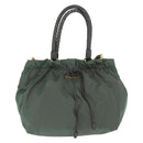 PRADA Tote Bag Nylon 2way Khaki Gold Auth bs32071-13