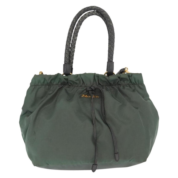 PRADA Tote Bag Nylon 2way Khaki Gold Auth bs32071