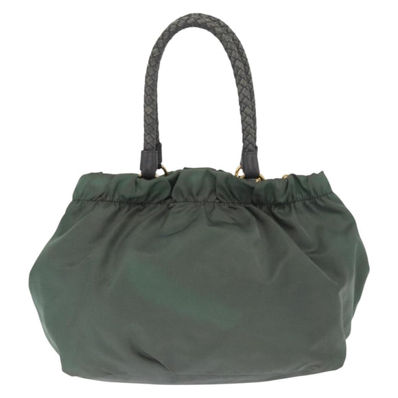 PRADA Tote Bag Nylon 2way Khaki Gold Auth bs32071