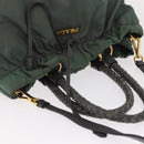 PRADA Tote Bag Nylon 2way Khaki Gold Auth bs32071-6