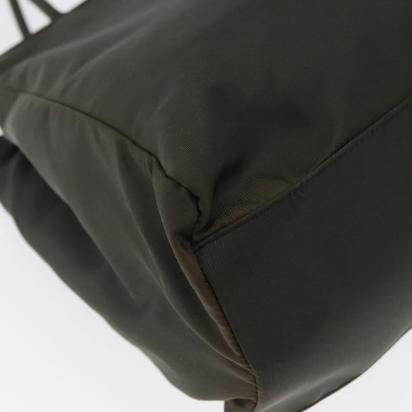 PRADA Tote Bag Nylon Khaki Silver Auth bs32072