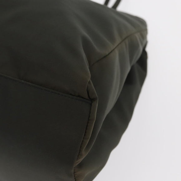 PRADA Tote Bag Nylon Khaki Silver Auth bs32072