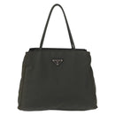PRADA Tote Bag Nylon Khaki Silver Auth bs32072-2