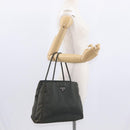 PRADA Tote Bag Nylon Khaki Silver Auth bs32072-27