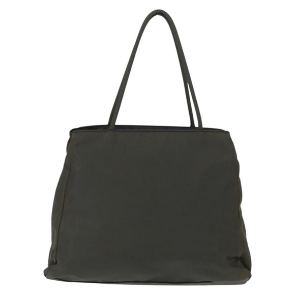 PRADA Tote Bag Nylon Khaki Silver Auth bs32072