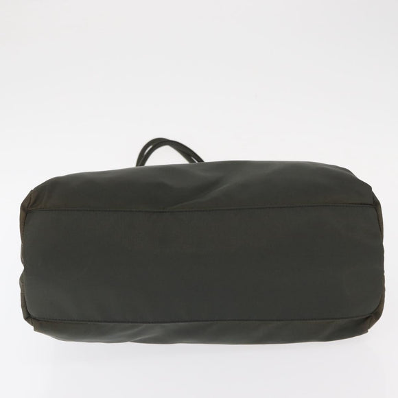 PRADA Tote Bag Nylon Khaki Silver Auth bs32072