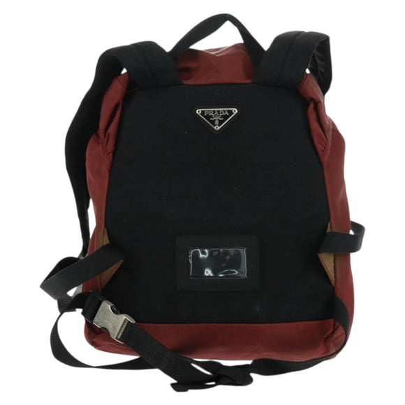 PRADA Backpack Nylon Red Silver Auth bs32073